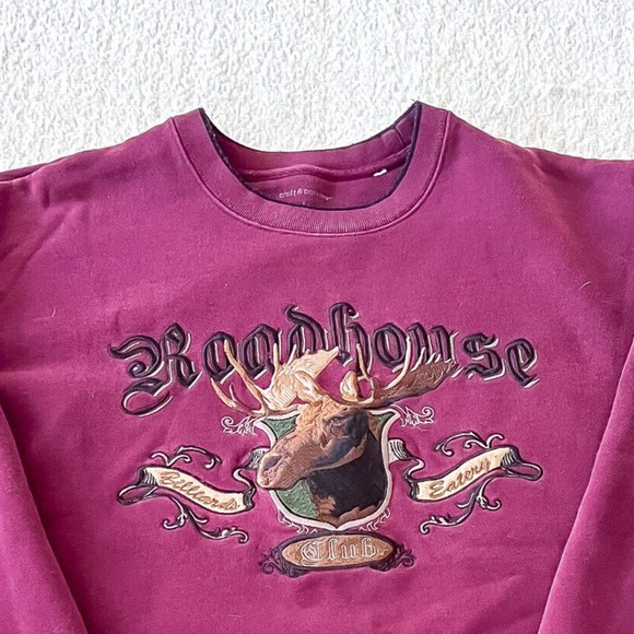 croft & barrow Other - Croft and Barrow Moose Sweatshirt Mens XL Embroidered Vintage Burgundy Hunting